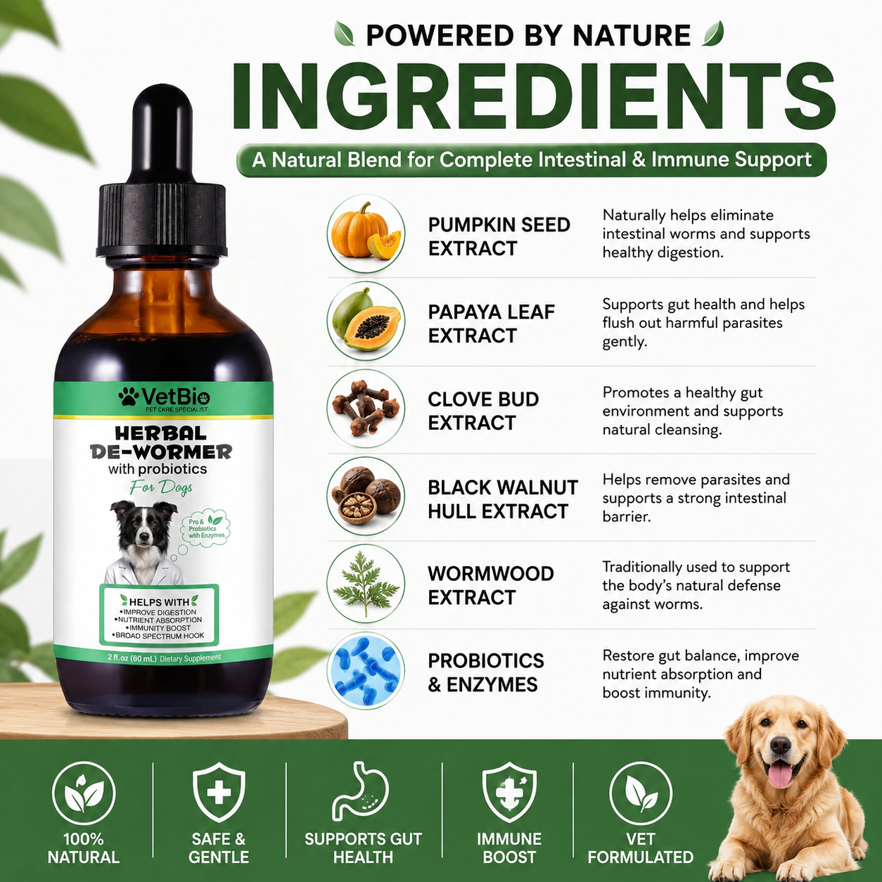 VetBio™ Herbal De-Wormer with Probiotics