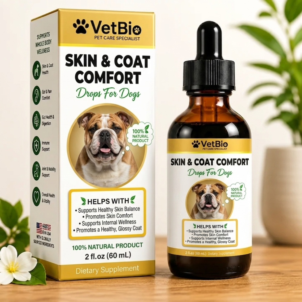 VetBio™ Skin & Coat Comfort Drops for Dogs (60ml)