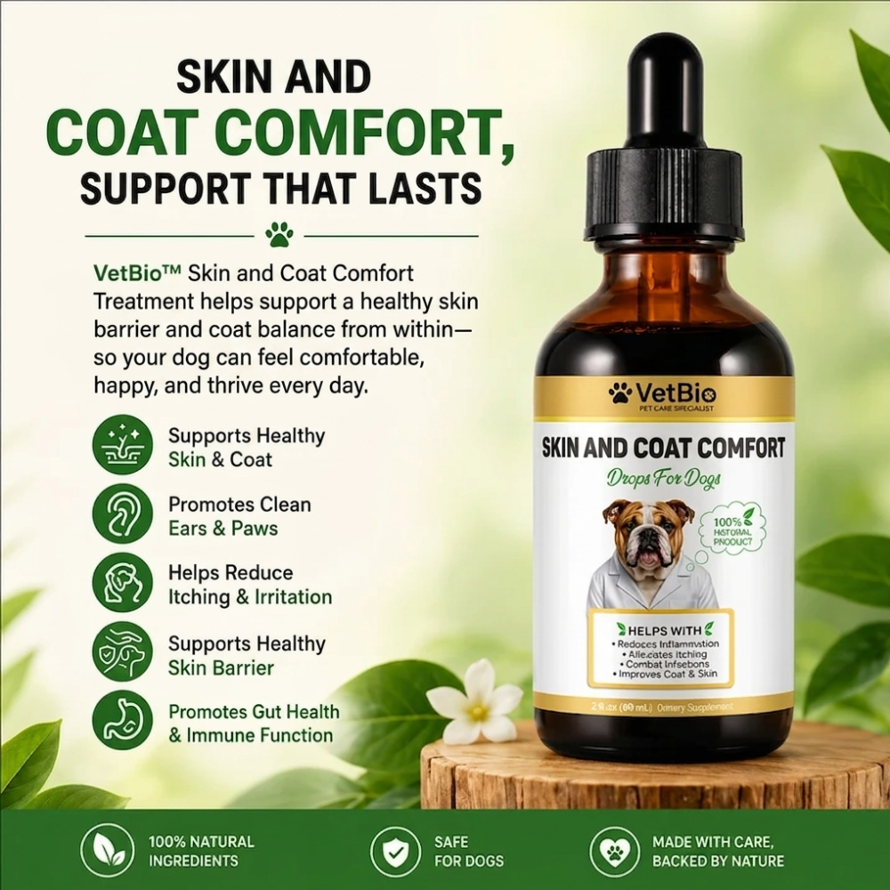 VetBio™ Skin & Coat Comfort Drops for Dogs (60ml)