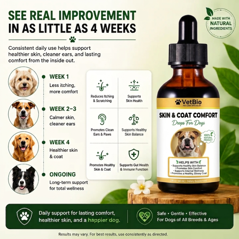 VetBio™ Skin & Coat Comfort Drops for Dogs (60ml)